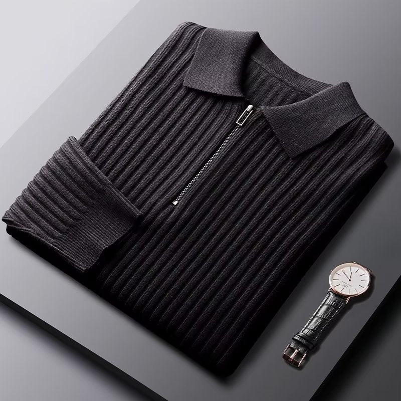 Herren-Polo-Pullover mit Reißverschluss