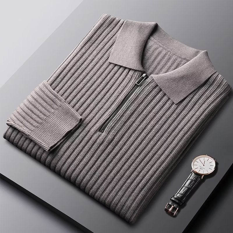 Herren-Polo-Pullover mit Reißverschluss