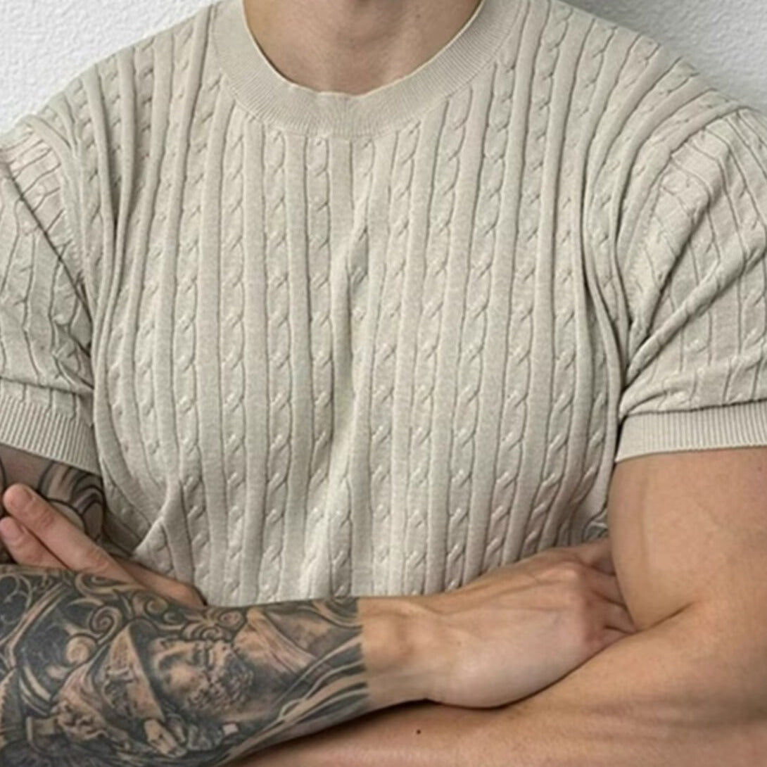 Unifarbenes Kurzarm T-Shirt mit Dreh-Design