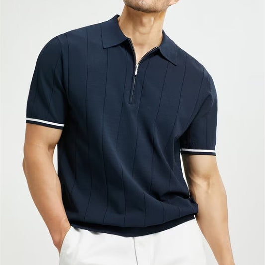 Modisches Kurzarm Polo-Shirt mit Reißverschluss und Kragen für Herren