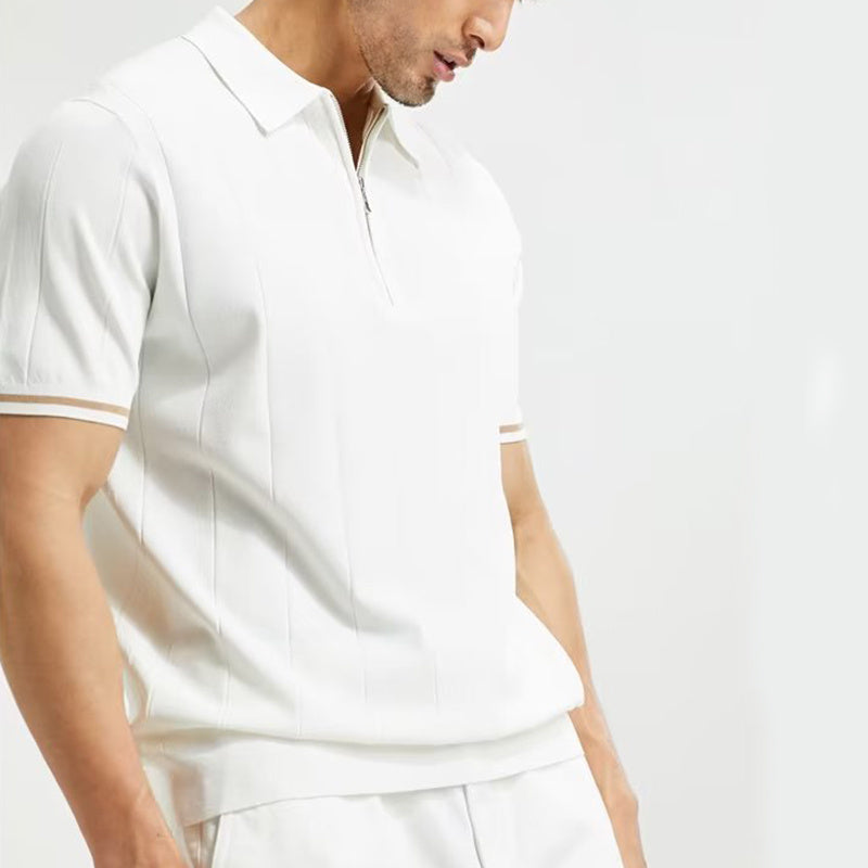 Modisches Kurzarm Polo-Shirt mit Reißverschluss und Kragen für Herren