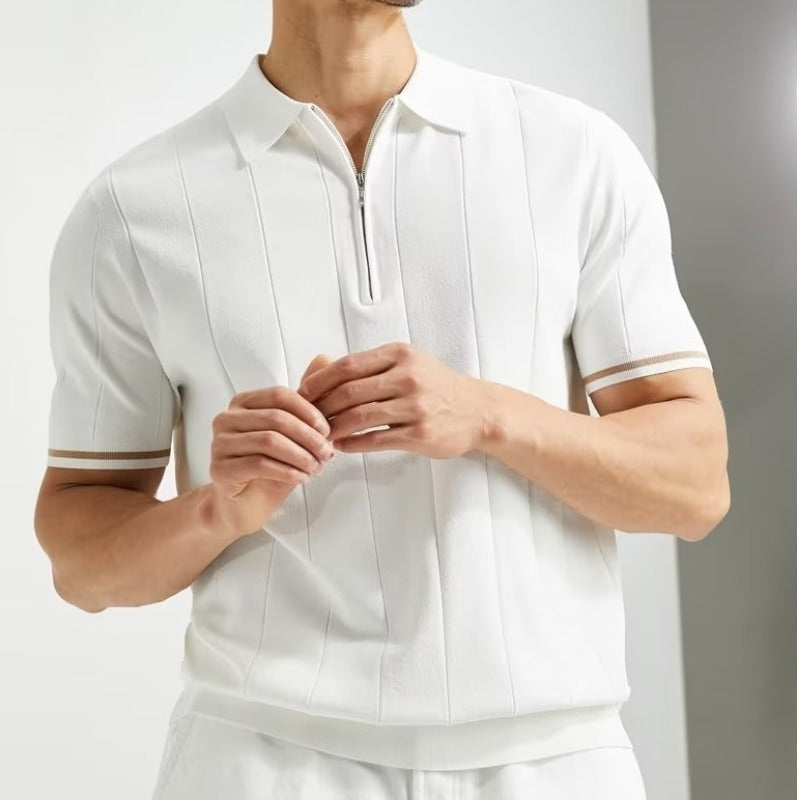 Modisches Kurzarm Polo-Shirt mit Reißverschluss und Kragen für Herren