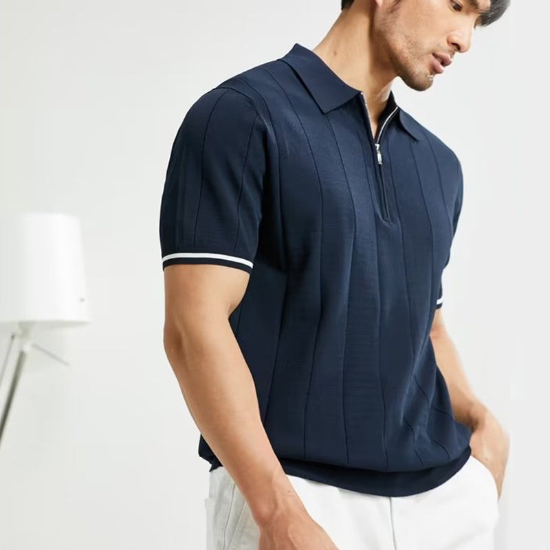 Modisches Kurzarm Polo-Shirt mit Reißverschluss und Kragen für Herren